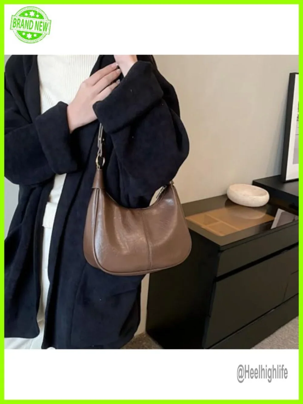 Small Hobo Bag Crescent Shaped Shoulder Bag Crossbody Purse Faux Leather